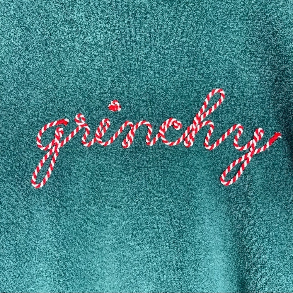 Wallflower Green Christmas Grenchy Sweatshirt with Candy Cane Letters Size Small - Picture 2 of 6